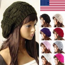 Winter Mujer Ladies Knit Hat Crochet Beret Braided Baggy Beanie Warm Ski Cap  eb-82580355
